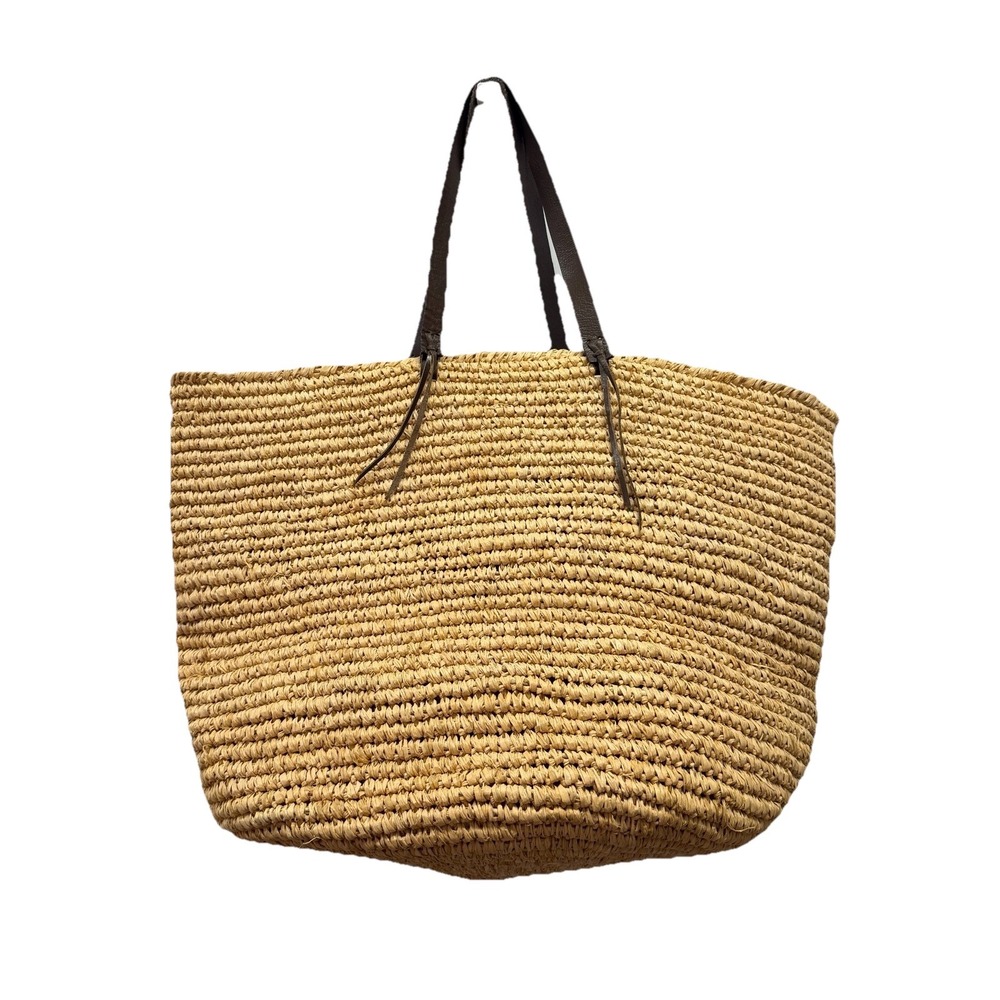 NWT JUICY COUTURE Pink Hamptons Straw Wicker Oversized‎ Tote Leather Handles - Picture 3 of 9